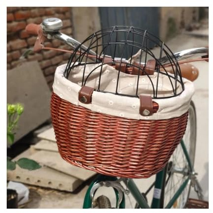 Panier Velo Chien Support de Panier Avant de vélo for Animaux de Compagnie, Chat, Chien, for vélos de Route, Shopping, équitation(Brown)