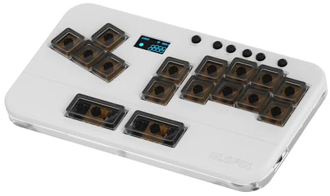 NLOFIN Mando sin palanca, mini teclado, controlador de arcade de 16 teclas con todos los botones (blanco)
