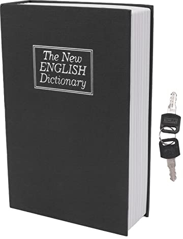 BAFOVY Scatola Libro con Serratura e Chiave, Libro Finto Nascondiglio con Cassetta per Soldi, Contanti, Gioielli, Oggetti di Valore, Deposito Segreto, Ideale per Bambini, Adulti (Medio, (BLACK)