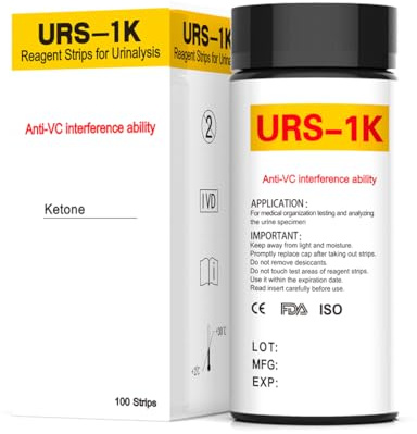YUPZAR Stick chetosi Urine,100 Strisce reattive Chetosi per la misurazione dei chetoni nelle Urine,Test Chetoni Urina per Dieta Chetogenica