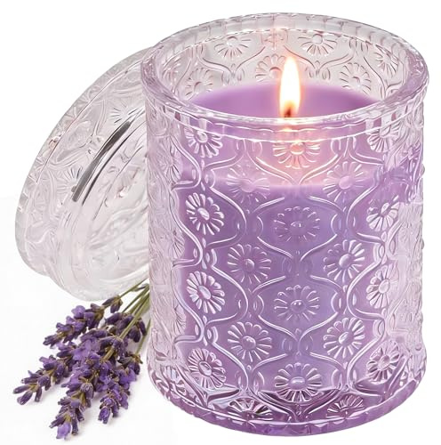 YD LIFE Duftkerze im Glas mit Deckel, Geschenke für Frauen, Lavendel-Duft, 200g Natürliche Sojawachs-Kerze, Brenndauer 50 Stunden, Perfekte Geschenke für Geburtstage, Feste, Party und Treffen
