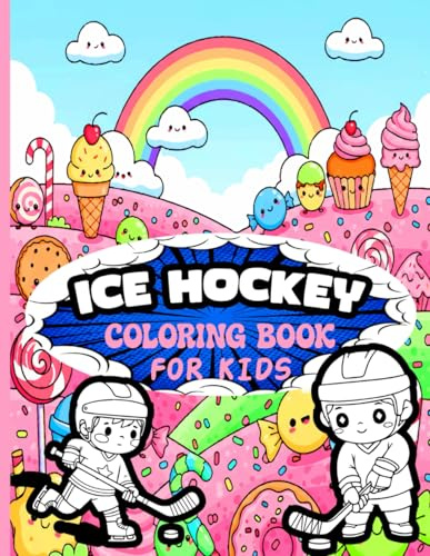 Ice Hockey Coloring Book For Kids: Fun ice hockey coloring pages for kids featuring players goals skates winter action and creative play