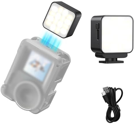 Lazmin112 Magnetische LED-Videoleuchte, Tragbare Fotografie-Füllbeleuchtung mit Zwei Farbtemperaturen 3000 K 6000 K, für Action-Kamera-Zubehör, Selfie-Stativhalterung