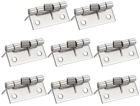 QUARKZMAN 8 Pezzi Cerniere A Molla Lunghezza 2 Acciaio Inossidabile Cerniera Autoapertura Piccola Porta Per Ante Armadio Scatola Fai Da Te Hardware Argento