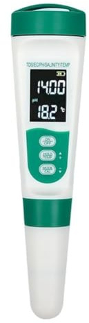 Probador de calidad del agua 5 en 1 para piscinas y acuarios, mide la conductividad y la temperatura del pH, salinidad TDS, probador digital portátil de salinidad de piscina con lecturas rápidas y