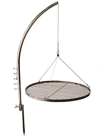 DEMA Schwenkgrill MURCIA, 55 cm, Edelstahl, mit Erdspieß, 5-fach höhenverstellbar, ideal für Garten, Camping und Outdoor-Grillen