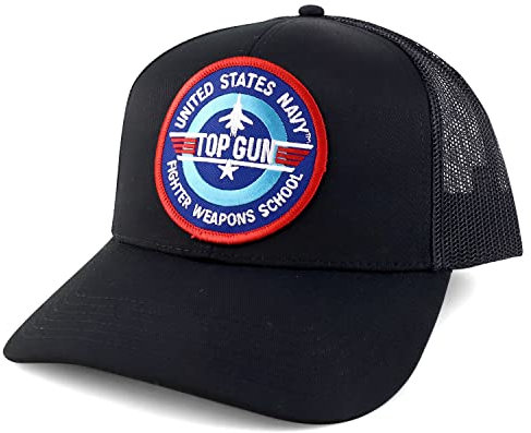 AC Racing US Navy Top Gun Patch Snapback Trucker Mesh Cap, Kampfwaffen Schule, Einheitsgröße