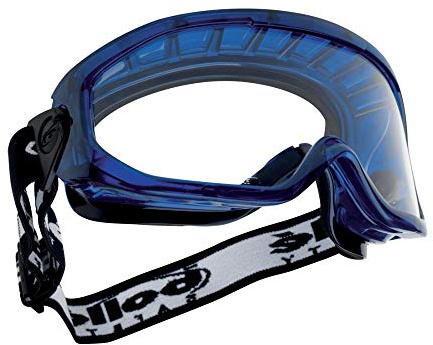 Bollé BLAPSI Blast Goggles, Anti-Scratch and Anti-Fog Lens, Blue PVC Frame, Ventilated Clear PC