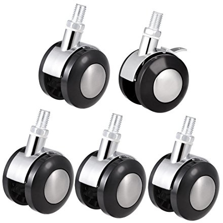 uxcell Bürostuhl Rollen Legierung Kunststoff 3,8 cm Twin Rad M8 x 15 mm Gewindezapfen Lenkrolle, a18052500ux0380, 2 Combo, 5pcs