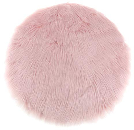 Fenteer Winter Kunstfell Sitzpolster Sitzkissen Stuhlkissen Bodenkissen Plüschmatte Auflage Teppich, Rosa 33 cm