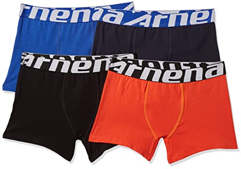 ATHENA Eko pojke shorts (förpackning med 4), Flerfärgad (marinblå/svart/orange 9 000), 12 År