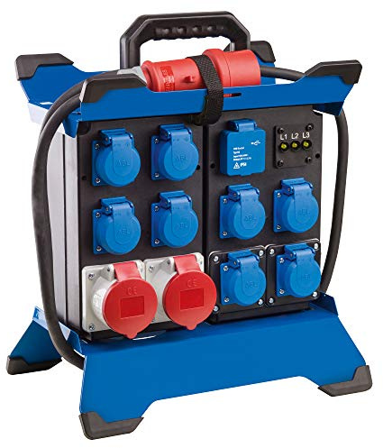 as - Schwabe Tragbarer CEE Stromverteiler STECKY DUO 2 | CEE Stecker 400V/16A/5polig - 8x Schuko, 2x CEE 16A, 2x USB-Ports – Mobiler Verteiler für Innen & Außen – IP44, 60932