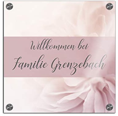 Türschild Namensschild für die Haustür 22x22 cm mit UV Druck und einem einzigartigem Design Eingangsschild Garten Familienschild Klingelschild Klingelplatte Funk-Klingel