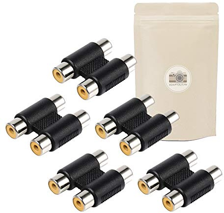 X5 Coupleur RCA 2 Voies Extension Adaptateur Connecteur RCA Femelle Femelle Fiche Prise Audio - ADAPTOUT Marque FRANÇAISE
