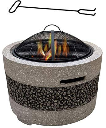 DTLEO Chauffe-terrasse 3 en 1 Brasero de jardin Ø 55,5 cm avec poignées rond brasero carré Brasero portable d'extérieur avec terrasse de poker, gris
