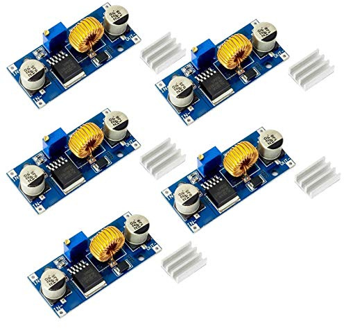 ATEC - DC/DC Step Down Buck Converter, Regulador de tensión de alta eficiencia IN: 4-38 V - OUT: 1,25-36 V [5A Max] (XL4015) (XL4015 (X5 unidades)