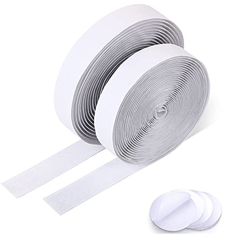 Vicloon Klettband Selbstklebend, 10M Doppelseitig Klebende Extra Stark mit Klettverschluss, Flauschband und Hakenband, Langfristige Lebensdauere Klebend, 20mm Breit - Weiß