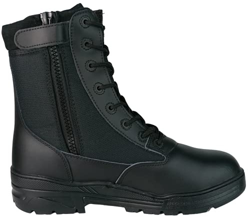 Savage Island Leather Patrol Combat Cadet Black Side Zip Boots Army Military Tactical Security, UK 10