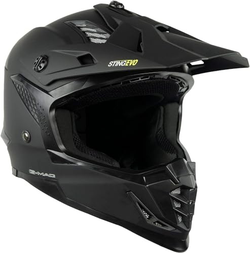 G-Mac Sting Evo Off Road Motocross Dirt Bike ATV MX Motorbike Helmet (Matt Black, XL)