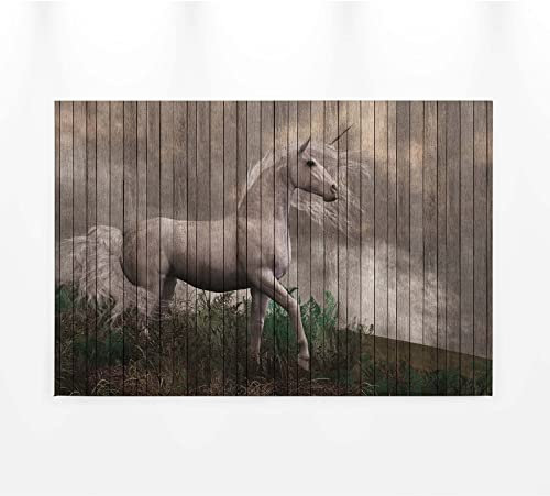 BRICOFLOR Holz Wandbild mit Einhorn | Schlafzimmer und Kinderzimmer Leinwandbild mit Einhorn in Beige | Ausgefallenes Keilrahmenbild auf Canvas