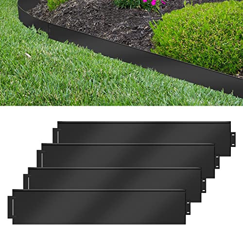TRMLBE Bordure de pelouse en métal - Flexible, Noir, 25m x 18cm (25 pièces)