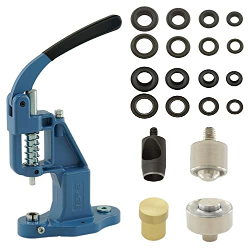 Getmore Crafts Ösenpresse Set mit Hebelpresse, Ösenwerkzeug und 50 Stück Ösen 17 mm, Schwarz, Messing | Handpresse | rostfreie Metallösen | DIY | für Stoff, Schuhe, Planen, Kleidung..