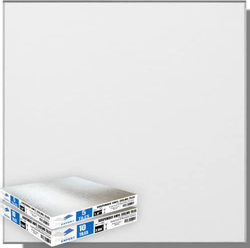 Suspended Vinyl Ceiling Tiles 595mm x 595mm x 7mm EASYCLEAN & Wipeable 600mm x 600mm Pack of 15 Tiles for 5.4m2 Area