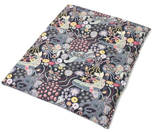 Coussin aux pépins de raisins - Taille 40x30-3 compartiments - sous l´océan- Coton Bio - Coussin thermique - Coussin aux graines - Compresse froide -