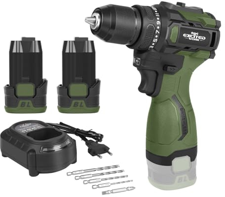 LAZYLAND 17V Brushless Power Drill Cordless, 55Nm Electric Drill Set with 2 1500mAh Batteries, 2 Variable Speed, 20+1 Torque Setting and LED Work Light