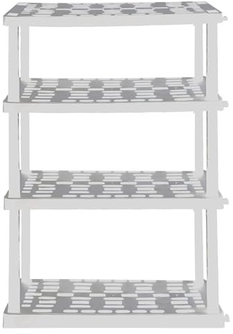 Koolatron Oskar 4-stöckiges Kunststoffregal, Garagenregal, Regal und Lagerregale – ideal für Schuppen und Regal-Organizer – perfekt für Garagenaufbewahrung und Regallösungen – Weiß