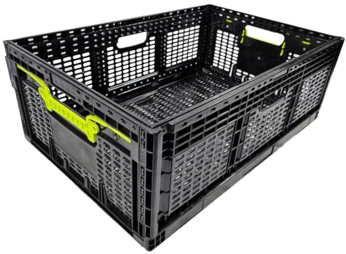 Systafex 10x Faltbare Klappkiste Aufbewahrungskorb Lagerkiste stabile Klappbox belastbar bis 30 kg stapelbar 46L Volumen lebensmittelecht Polypropylen