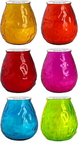 Candele da giardino in vetro, decorazione per esterni per terrazza e balcone, 6 pezzi, colori assortiti, durata: circa 40 ore