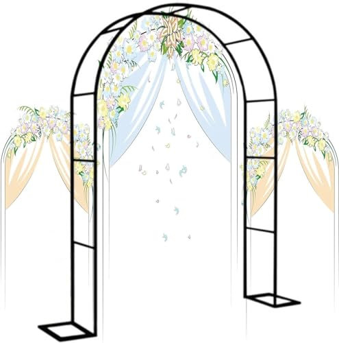 XUJIAY Rosenbogen, Garten-Torbogen Aus Metall, Pergola Rankhilfe Verzinkt Rost, Laubengang Rankgestell Mit Sockel Für Verschiedene Kletterpflanzen, Einfache Montage, 6 Größen,200x220x40CM