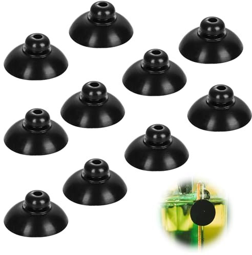 PEUTIER 10 Stück Aquarium Saugnäpfe, 2,6 cm Saugnapf Clips Gummi Aquarium Saugnapf Clips Aquarium Aufsätze für Tankpumpe und Aquarium Belüftungseinrichtung (Schwarz)
