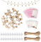 100 clips con 10 metros de cuerda y 2 clavos sin costuras, 20 soportes para tarjetas de fotos, clips de amor de madera, soporte para tarjetas de vacaciones, clips de fotos, clips de decoración