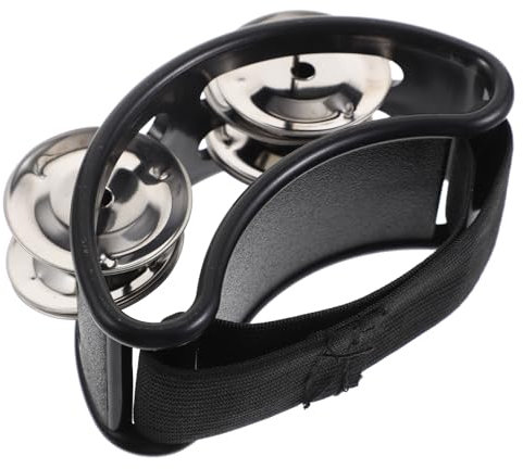 ifundom 2stücke Foot Tambourine Percussion Instrument Mit Metall- Für Akustische Sets Und Jam-sessions Fußschüttelgerät Schwarz Langlebig Mit Elastischem Nylonband