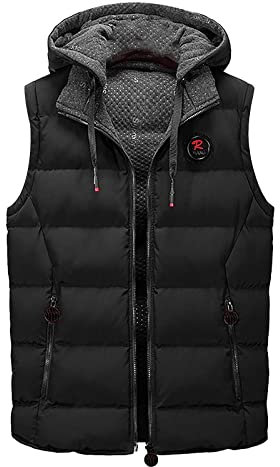 Black Friday Angebote 2024 Ab Wann Steppweste Herren Baumwolle Bequeme Weste Herren mit Kapuze Outdoorwesten Outdoor Jacke Übergangsweste Multi Taschened Ärmellos Jacke Daunenjacken(Schwarz,XL)