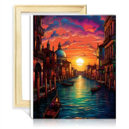 TANGFEIY Malen nach Zahlen-Set, Venedig, Italien, Ölgemälde auf Leinwand, DIY, Acrylzahlen mit Pinseln, kreatives Kunstwerk für die Heimdekoration, ohne Rahmen (40 x 50 cm)