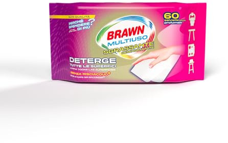 Brawn Multi-usage dégraissant, dégraissant en profondeur et collecte la saleté la plus obstinée sans laisser de halos, double surface nettoyante sans rinçage, lot de 60 chiffons
