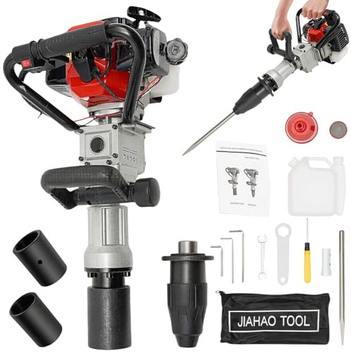 Garbenat Pilote à essence 32,7 CC 2 temps 2 en 1 - Tarière à essence avec tête de conversion et burin - 1000 W - Démarrage manuel - Monocylindre - Pour bâtiments, clôtures