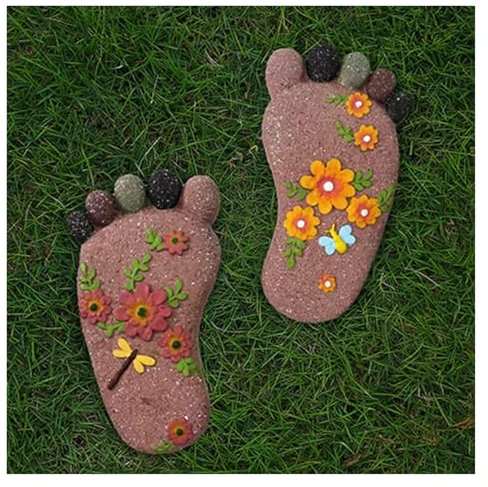 Trittsteine ​​für den Außenbereich, Trittsteine ​​für den Garten, Pflastersteine, Garten-Trittsteine ​​für den Außenbereich, runde Trittsteine, dekorative Gartensteine, 1 Paar Füße, Modellier-Trittste