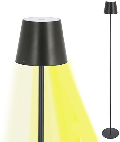 Cepewa Lampada a stelo a LED con funzione touch, colore nero, dimmerabile, luce bianca calda, 10 x 120 cm, 27 LED, cavo di ricarica USB a USB-C (nero)