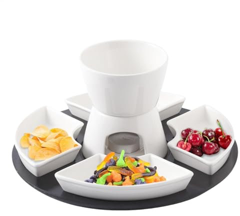 Melt Hot Pot Bowl Set - Tea Light Fondue Pot Kit, Ceramic Cheese Fondue Set | Minii Chocolate Melting Pot for Buffets, Picnics, Afternoon Tea, Beach & Party Use, Compact & Easy to Use