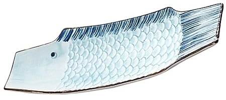Cabilock Ceramic Sushi Plate Shark Shape Serving Dish Japanese Style Sushi Serving Plate for Kitchen