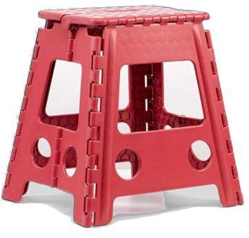 EASYSPEED Taburete Plegable, Antideslizante Banco Plegable Portatil, Capacidad de Carga 150kg Banqueta Plegable, Hecho de Material Plástico PVC, Cocina, El Baño o El Dormitorio,Rojo (29 * 22 * 39cm)