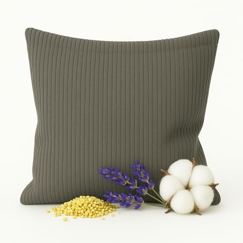 econuk – Saco de semillas para microondas con lavanda y mijo | Saco térmico reutilizable para calor y frío | Bolsa de semillas natural para cuello, espalda y abdomen (Pana Gris, 22cm x 22cm)