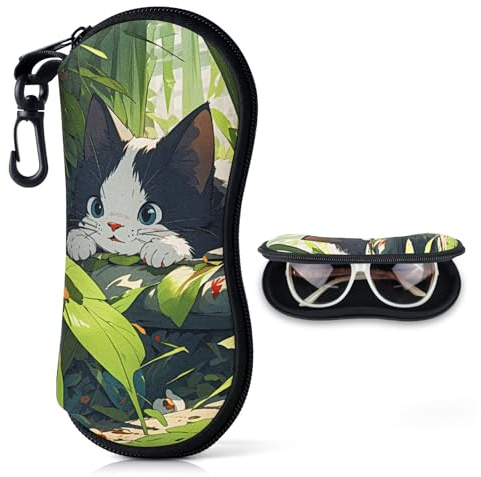Playexen Brillenetui Weiche für Sonnenbrille Aufbewahrung Tasche Herren & Damen oder Kinder Ultraleichter Neopren-Reißverschluss Gürtelclip Brillenetui Tragbare Case für Schlüssel Bleistifte Karten