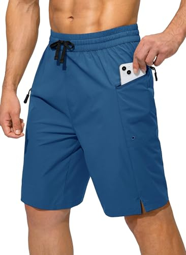 Tansozer Badeshorts Herren Schnelltrocknend Surfen Strandhose Badehosen für Herren Surf Shorts Freizeit Short Summer Short mit Mesh-Futter und Verstellbarem Tunnelzug Pfauenblau- L