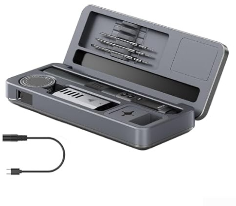 wenyouya Estación de soldadura portátil de 100 W, aleación de aluminio HS-02 con carga tipo C, control de temperatura y modo de suspensión, kit completo de reparación móvil (HS-02B estándar)