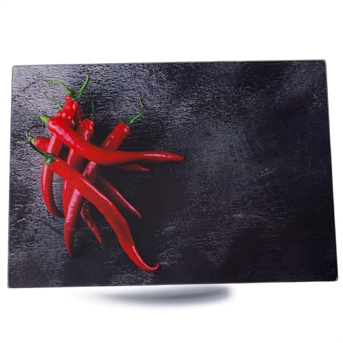 Kerafactum Glasschneideplatte mit Motiv | 35x25 cm, ESG-Sicherheitsglas, rutschfeste Silikonfüße, schnittfeste hitzebeständige Servierplatte | Glasbrett, bruchfest & stilvoll für Küche & Gastronomie